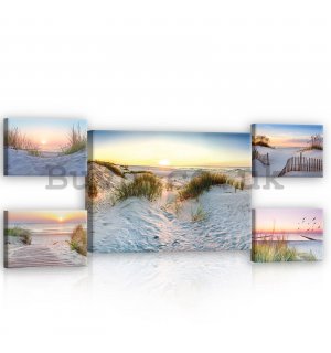 Painting on canvas: Sand dunes - set 1pc 70x50 cm and 4pc 32,4x22,8 cm