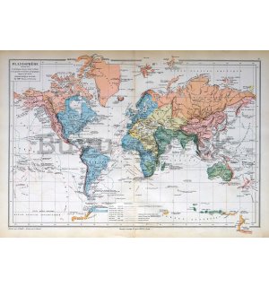 Wall mural vlies: French World Map (Vintage) - 416x254 cm