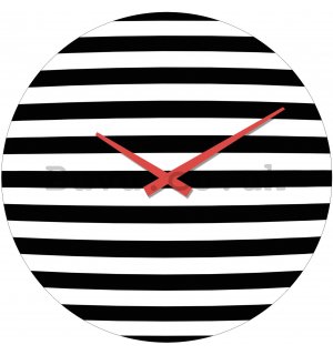 Glass wall clock - Black and White Stripes