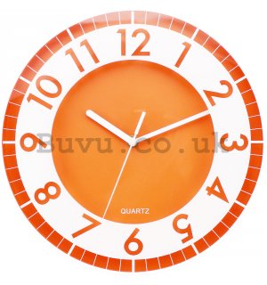 Wall clock: Modern (orange) - 30 cm