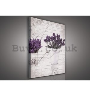 Painting on canvas: Bucket with lavender (1) - 75x100 cm