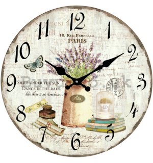 Glass wall clock - Still Life with Lavender