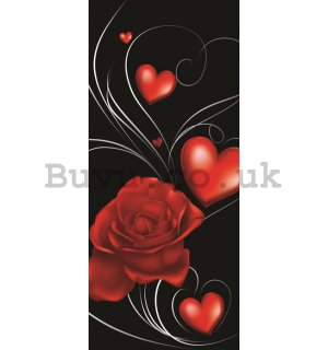 Photo Wallpaper Self-adhesive: Roses and heart - 211x91 cm