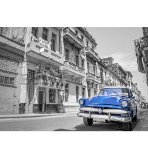 Wall mural vlies: Havana blue car - 184x254 cm