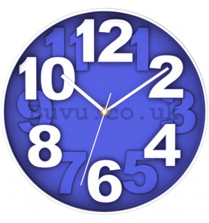 Wall clock: Blue (large numbers) - 30 cm