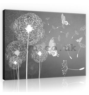 Painting on canvas: Dandelions and butterflies - 75x100 cm