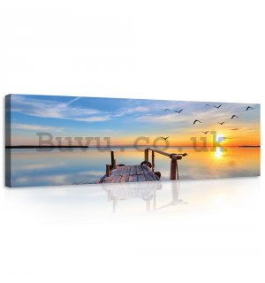 Painting on canvas: A pier at sunset - 145x45 cm
