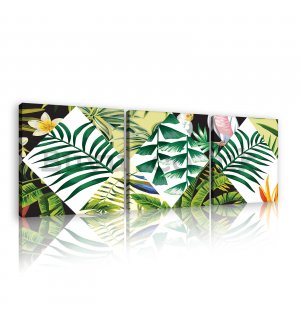 Painting on canvas: Painted tropical flora (2) - set 3pcs 25x25cm