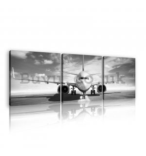 Painting on canvas: Airplane (black and white) - set 3pcs 25x25cm