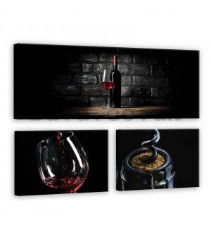 Painting on canvas: Wine (1) - set 1pc 80x30 cm and 2pc 37,5x24,8 cm