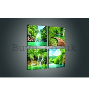 Painting on canvas: Water in nature - set 4pcs 25x25cm