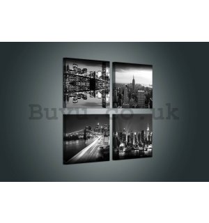 Painting on canvas: Black and White New York (2) - set 4pcs 25x25cm