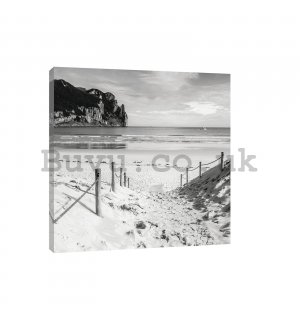 Painting on canvas: Sandy beach (black and white) - 80x60 cm