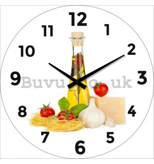 Glass wall clock: Pasta ingredients - 30 cm