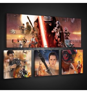 Painting on canvas: Star Wars The Force Awakens - set 1pc 80x30 cm a 3pc 25,8x24,8 cm