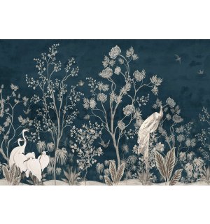 Wall mural vlies: Cranes in a Japanese garden - 254x184 cm