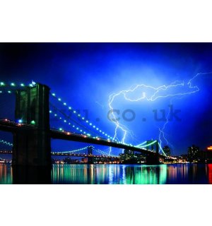 Poster - Broklyn Bridge Lightning